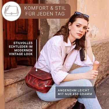 Стильна жіноча сумка-месенджер STILORD Esther з натуральної шкіри вінтаж (Кара - Червоний) для вечірок та повсякденного використання