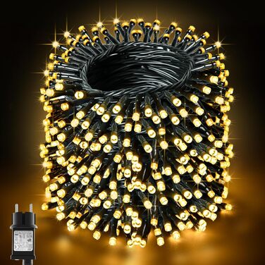 Ланцюжок вогнів BOLWEO 40M 400LED, тепле біле освітлення для ялинки, дому та саду, IP44, 8 режимів, таймер