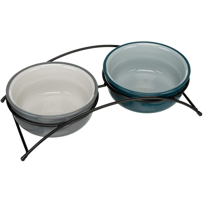 Миска для собак TRIXIE Eat on Feet, Petrolblau/Hellblau/Grau/Hellgrau, 2 × 1.6 L, ø20 см