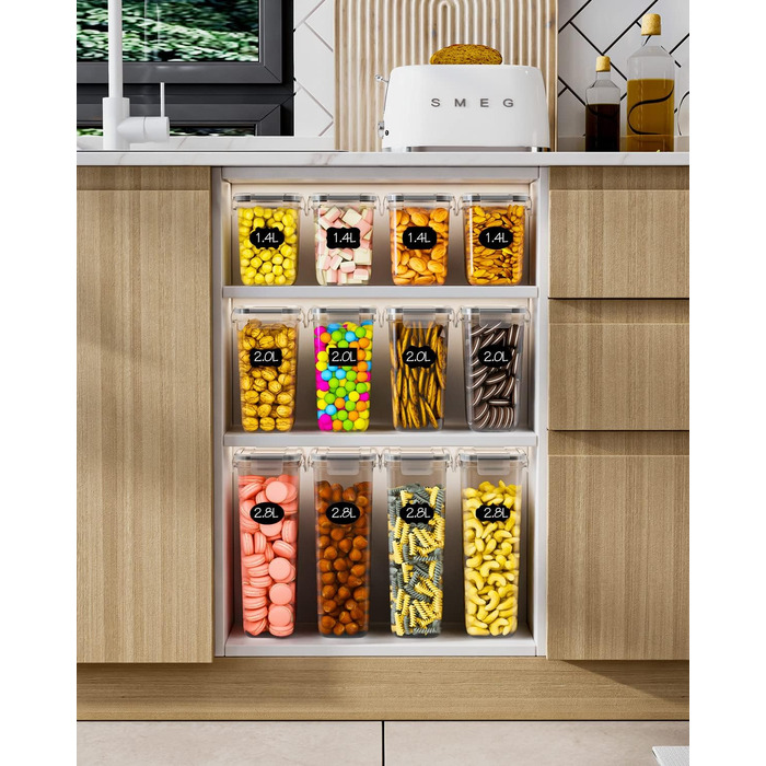 Набір контейнерів для зберігання продуктів Vorratsdosen 16 шт. з кришкою, набір для кухні, герметичні контейнери для спагеті, борошна, мюслі