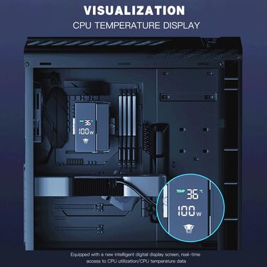 Система водяного охолодження CPU TZMRIT AF400S DGT з дисплеєм температури, для Intel LGA 1700/1200/115X/1851, AMD AM4/AM5