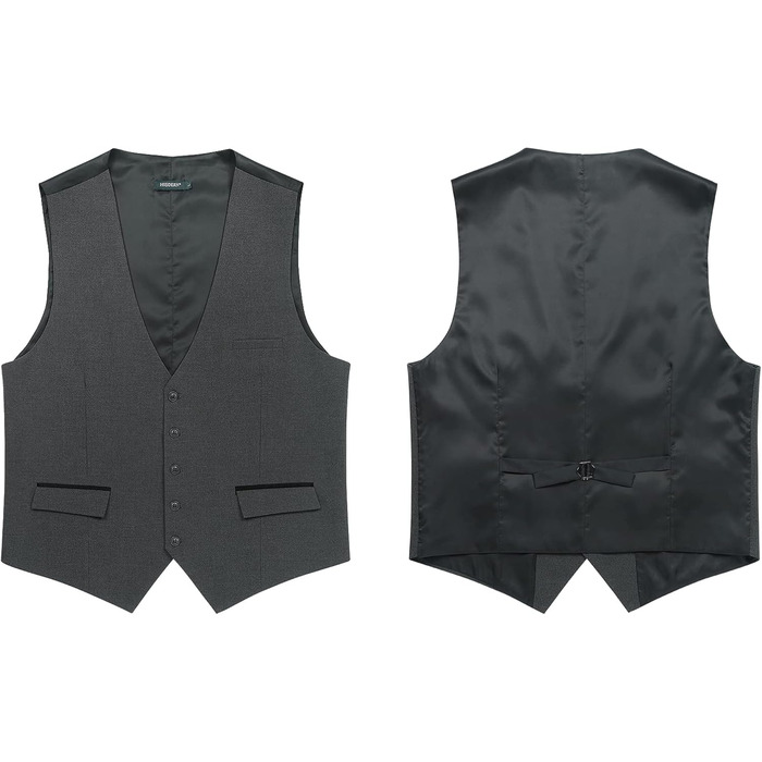 Елегантний жилет для чоловіків HISDERN: класичний однотонний жилет для весілля, ділового стилю та смокінгу. Темно-сірий, XL
