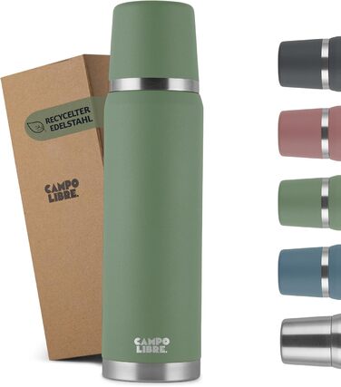 Jaco® Thermos Flask 1L, 750ml, 500ml | Thermos with Cup | Our thermos flask keeps drinks hot for at least 24 hours | The insulated flask with double-walled insulation is 100% leak-proof & made from recycled stainless steel.