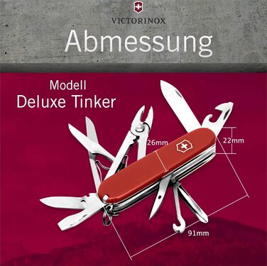 Мультитул Victorinox Deluxe Tinker з гравіюванням, 17 функцій, ніж для чоловіків, мультиінструмент з нержавіючої сталі