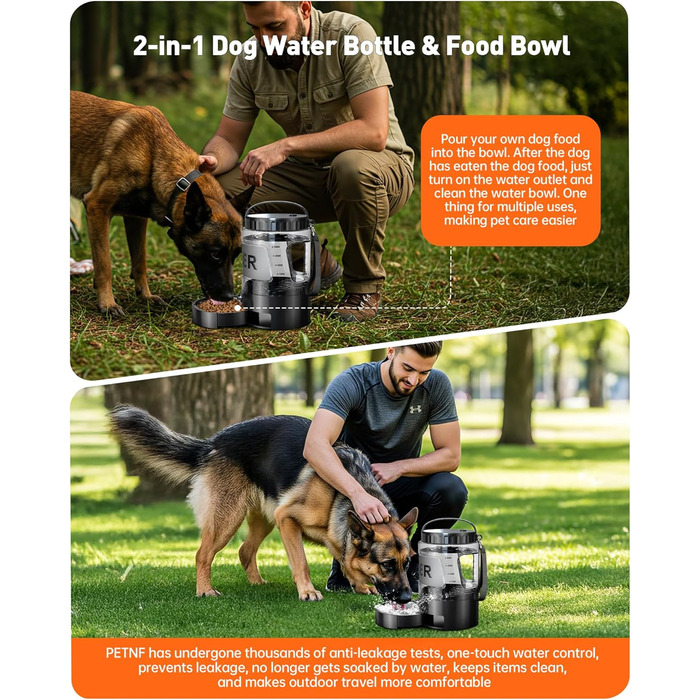 ЛесоТК 2200 мл Поїлка для собак, Переносна велика поїлка для собак – для подорожей, кемпінгу, великих собак (2.8л, чорна)