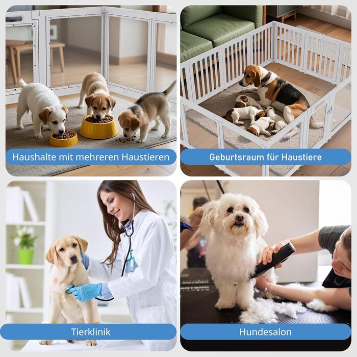 Акриловий вольєр для цуценят Indoor 60 см, прозорий вольєр для цуценят, вольєр для домашніх тварин з пластику для маленьких собак, легко збирається та чиститься, 14 панелей (200L x 150B x 60H см)