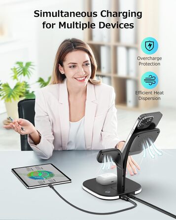 Magsafe Зарядний пристрій 5-в-1 COLSUR для iPhone 17/16/15/14/13/12 Pro Max, Apple Watch 10/9/8/7/6/5/4/SE/2/Ultra, AirPods 4/3/2/Pro - Чорний