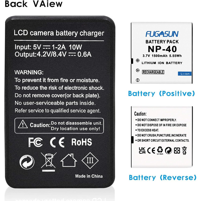 Акумулятор Casio NP-40 1500mAh (2 шт) + Зарядний пристрій LCD для фотоапаратів EX-Z1000, EX-Z1050, EX-Z1080 та ін.