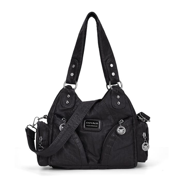 Сумка жіноча TIAASTAP Klein City Bag вінтаж чорна шкіряна через плече Hobo Bag з багатьма відділеннями