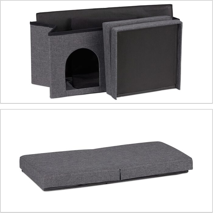 Кігтечка для котів Relaxdays, складана лавка, сіра, 38,5 x 74,5 x 37 см