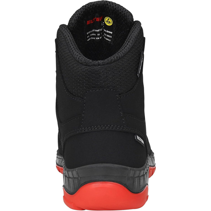 Робочі черевики ELTEN Maddox Black-red Mid ESD S3S, текстильні, з металевим носком, легкі, спортивні, 44 EU (жіночі та чоловічі)