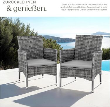 Tectake 2-Piece Poly Rattan Garden Chair Set