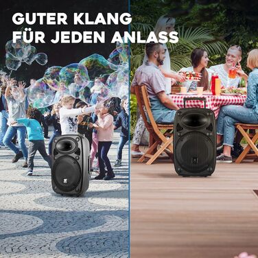 Vonyx Verve46 - портативна акустична система для вечірок, Bluetooth, 1000W, 2 мікрофони UHF, MP3, з пультом ДУ, чорний