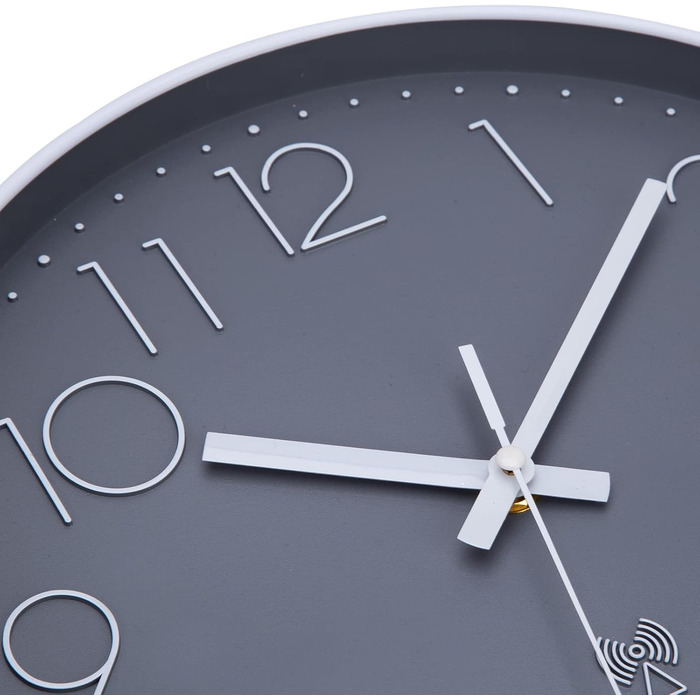 NESIFEE Funkuhr Wall Clock No Ticking Silent Wall Clock Easy to Read Clock for Kitchen Living Room Radio Wall Clock Large 30 cm Living Room Clock Radio Clock Wall Clock Modern Wall Clocks Radio Clock Silent No Ticking