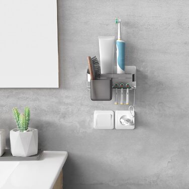Тримач для електричної зубної щітки з аксесуарами для ванної кімнати, нержавіюча сталь, настінний, без свердління, сріблястий