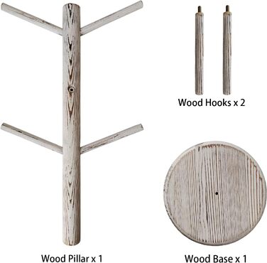 Dorho Cup Holder, Tree, Coffee Cup Holder with 6 Hooks, Wooden Cup Holder for Countertop, Coffee Bar Accessories and Organizer Station, White (Rustic White)