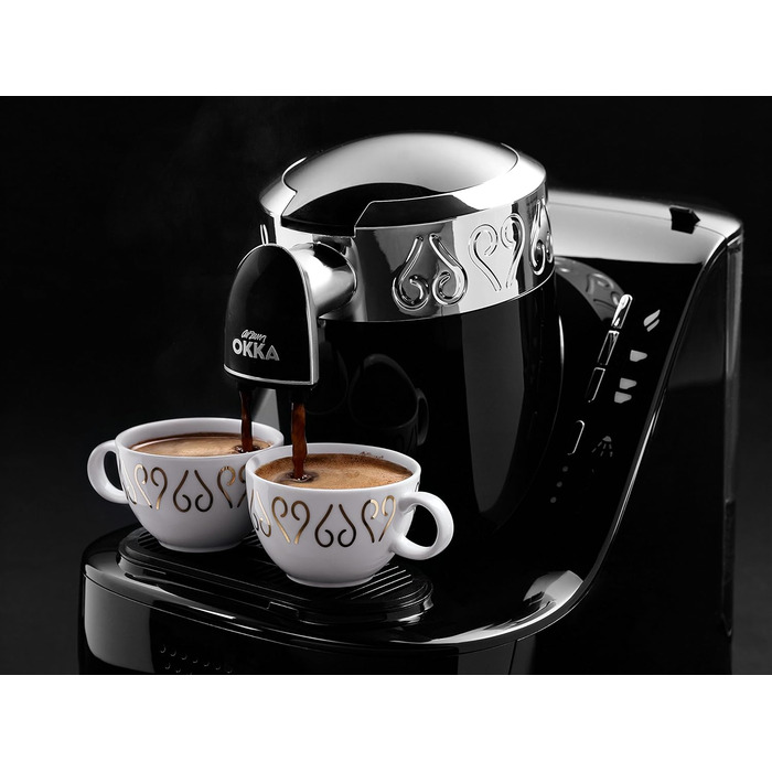 Arzum Okka OK001 Turkish Coffee Machine, 2-Cup Capacity, Direct Fill, Brew Level Recognition, Patented Brewing Technology, Self-Cleaning, 710W, Black-Chrome (Chrome)