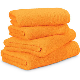 Möve Classic 4-Piece Towel Set - 2x 50x100cm + 2x 67x140cm, 100% Cotton, Orange