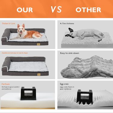 Ортопедичне ліжко для собак BingoPaw великих порід: м'який килимок, зручне диван-корзина, знімний, водонепроникний, ергономічний, розмір XL (120x90x25 см)