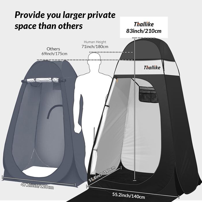 Намет для душу та роздягальні Upgrade Pop Up, 140x140x210 см, чорний, з підлогою