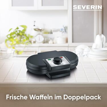 Severin WA 2106 Heart-Shaped Waffle Maker - Anti-Stick Coating, Slim Design, 1200W - Black