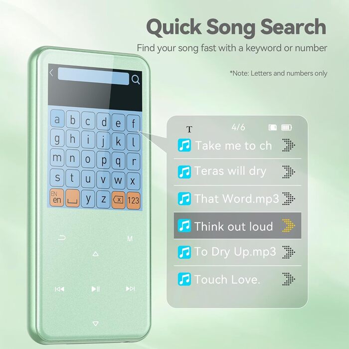 MP3 плеєр AGPTEK 64GB з Bluetooth 5.3, TFT-екраном 2.4