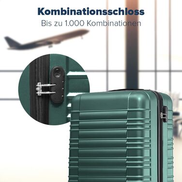 Набір валіз TRVLMORE 3 в 1: жорсткий корпус, ручна поклажа 55x40x20 см, сірий та темно-зелений