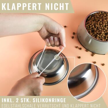 Набір мисок для собак та котів ne&no® Futternapf (2 шт.) середнього розміру (350 мл) | Нековзні миски для собак та котів | Миска для собак (M, Taupe)