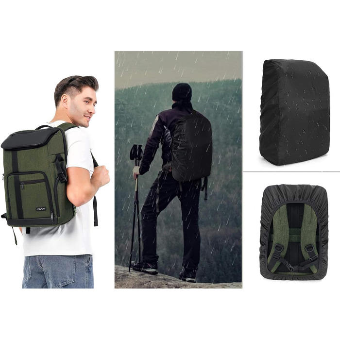 MOSISO Рюкзак для камери 17.3 дюйма, DSLR/SLR/Беззеркальна камера, великий для чоловіків/жінок, фотосумка з відділом для ноутбука, тримачем для штатива та дощовиком, сумісний з Canon/Nikon/Fuji, блакитний (оливковий)