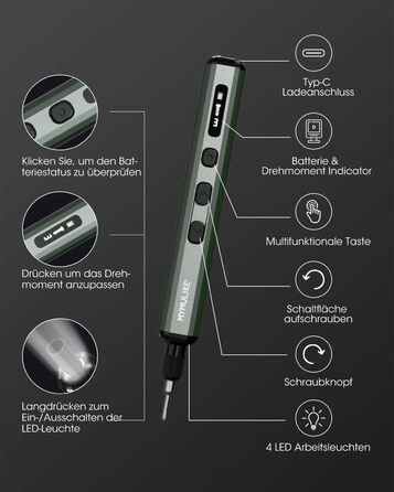 Набір електричного викрутника Mini 78 в 1 з 56 бітами, 9 свердлами, 5 режимами крутного моменту та LED-підсвічуванням для точної роботи (годинники, камери)