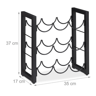 Relaxdays Black Wine Rack for 9 Bottles