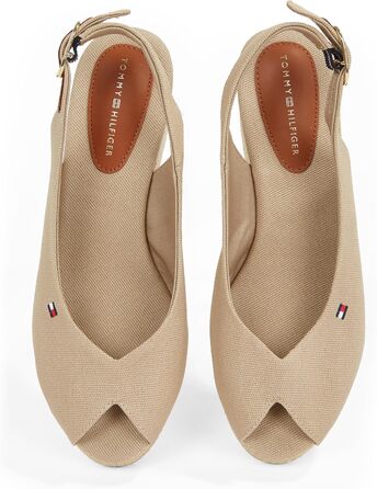 Сліпони Tommy Hilfiger Flag Mid Wedge Espad SLIN бежеві (40 EU) - жіночі сандалі на танкетці
