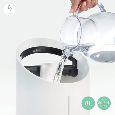 Leitz TruSens Ультразвуковий зволожувач повітря N-300, 45 м², з контролем вологості, для офісу, спальні та дитячої кімнати, 8 л, білий/сріблястий