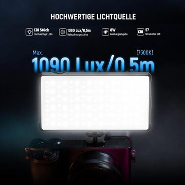 NEEWER SL90C RGB LED панель для відеозйомки, 8W, 2700K–7500K, портативна, з регулюванням кольору, CRI 97, 4000mAh, металева, для DSLR, стримінгу, SL90C