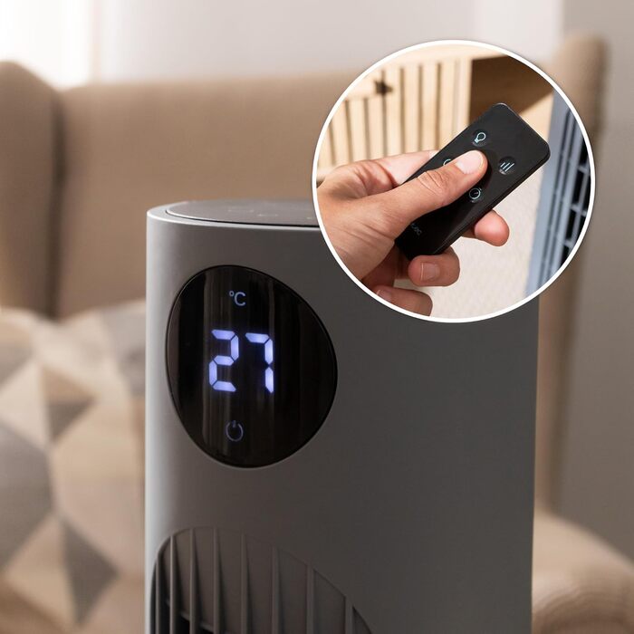 Вентилятор Cecotec Digitale Turm EnergySilence 890 Skyline, 50 Вт, 76 см, з таймером та пультом, мідний мотор, 3 швидкості, 3 режими, чорний