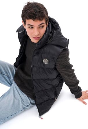 Чоловіча жилетка з пуховим наповнювачем – преміум якість, м'який матеріал, знімна капюшон, чорний колір