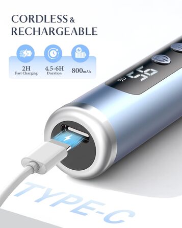 Електрична фрезерна машинка JOREST 13-в-1 бездротова, 35 000 об/хв, 6 режимів - набір для манікюру та педикюру для гелю та акрилу, для початківців, Aqua Blue