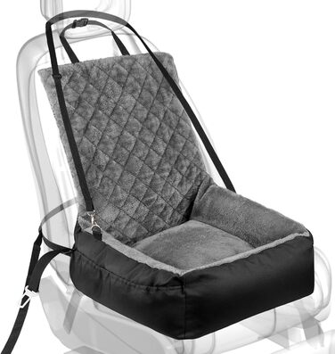 Автокрісло для собак SIVEIS – зручне ліжко з плюшу та кишеню для зберігання, чорне