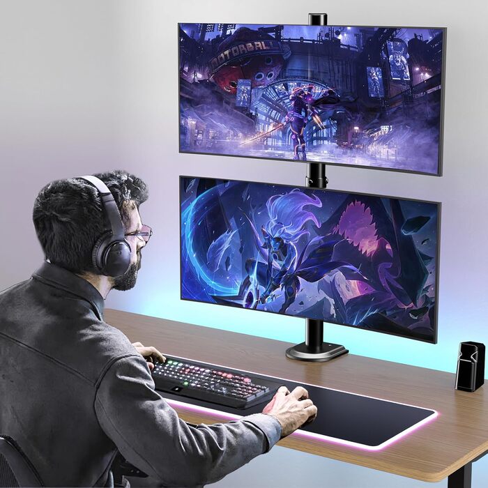 Кріплення для моніторів WORLDLIFT: 2 монітори один над одним, 17-35 дюймів, до 12 кг, регулювання висоти, VESA 75/100