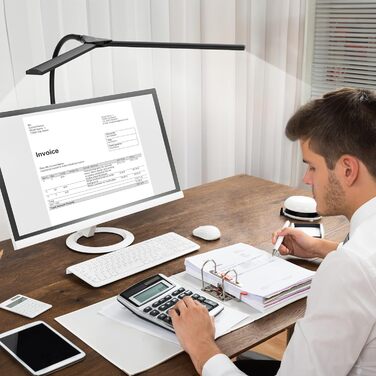 LED лампа настільна для офісу та дому, світло для монітора, 1400 люмен, регульована яскравість, кріплення на кліпсі, світильник для робочого місця, гнусий «лебединий шия», подвійний насадки, 5 режимів кольору та рівнів яскравості, білий колір (чорний, 64 