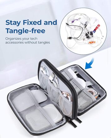 Органайзер для кабелів та електроніки BAGSMART: водонепроникна сумка-органайзер для подорожей, чорний