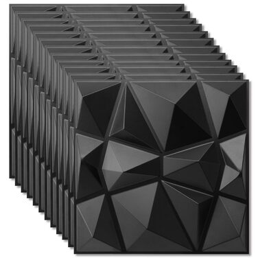 3D панелі для стін та стелі ПВХ чорні, декоративні стінові панелі для геймерської зони, вітальні та спальні, 12 шт.
