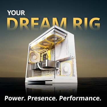 Корпус для ПК Geometric Future M5 з темнованим склом, Mid Tower, E-ATX/ATX, для геймінгу, сталь 1.2mm, Type C, без інструментів, підтримка радіатора 360/420, двокамерний, GEO-M5-BNY (білий, скляна версія з 5 вентиляторами 140x140)