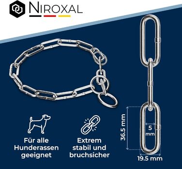 Нашийник для собак з обхватом шиї 49-53 см, нержавіюча сталь V4A, з запобіжником, ланцюговий, 5 мм, довжина 64 см