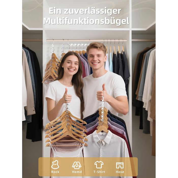 Набір з 4 металевих вішалок HOUSE DAY: економія місця, неслизьке покриття, для шафи, організація простору, ідеально як подарунок