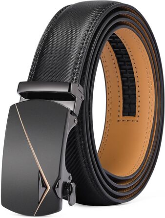 Чоловічий шкіряний ремінь SENDEFN з автоматичною застібкою, ширина 35 мм, регульований розмір, для джинсів та ділового костюма, колір: чорний/золотий, 115 см (32-38 дюймів)