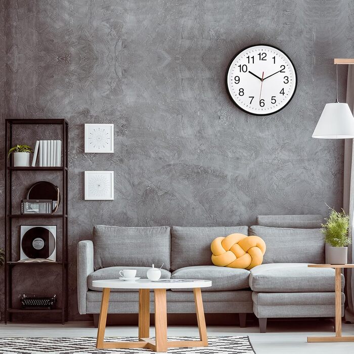 Plumeet Extra Large Silent Wall Clock, 40.6cm Soundless Non-Ticking Quality Black Quartz Wall Clock Decorative Apartment/Kitchen/Office/School Clock, Easy to Read (White)