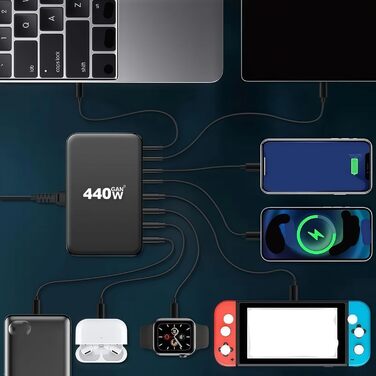 Зарядний пристрій USB-C 620W, 10 портів, швидка зарядка PD PPS 100W, для MacBook Pro/Air, iPad, iPhone 16/15/14/13/12 Pro Max, Samsung