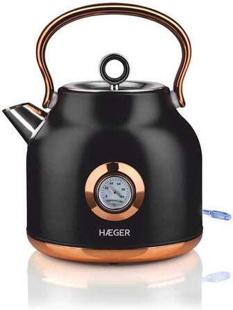 Електричний чайник Haeger EK-22B.024A Art Deco Black 1.7 л, 2200 Вт, бездротовий, поворотний на 360°