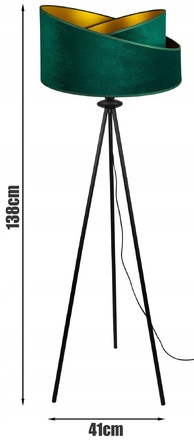 Підлоговий торшер Glimex з абажуром, патрон E27 60 Вт, зелений та жовтий